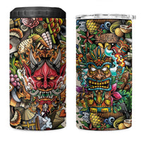Hawaii And Japan 4 in 1 Can Cooler Tumbler Tiki With Oni Mask - Wonder Print Shop