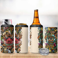 Hawaii And Japan 4 in 1 Can Cooler Tumbler Tiki With Oni Mask - Wonder Print Shop