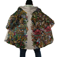 Hawaii And Japan Cloak Tiki With Oni Mask - Wonder Print Shop