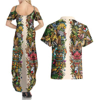 Hawaii And Japan Couples Matching Summer Maxi Dress and Hawaiian Shirt Tiki With Oni Mask - Wonder Print Shop