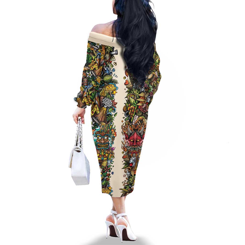 Hawaii And Japan Family Matching Off The Shoulder Long Sleeve Dress and Hawaiian Shirt Tiki With Oni Mask - Wonder Print Shop