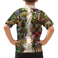 Hawaii And Japan Family Matching Off Shoulder Maxi Dress and Hawaiian Shirt Tiki With Oni Mask - Wonder Print Shop