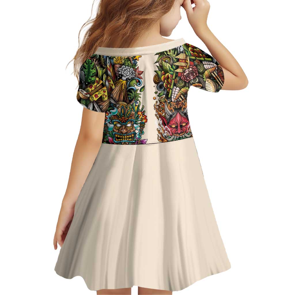 Hawaii And Japan Family Matching Off Shoulder Maxi Dress and Hawaiian Shirt Tiki With Oni Mask - Wonder Print Shop