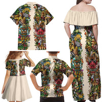 Hawaii And Japan Family Matching Off Shoulder Maxi Dress and Hawaiian Shirt Tiki With Oni Mask - Wonder Print Shop
