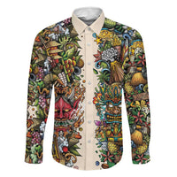 Hawaii And Japan Family Matching Off Shoulder Maxi Dress and Hawaiian Shirt Tiki With Oni Mask - Wonder Print Shop