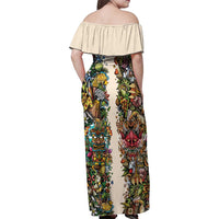 Hawaii And Japan Family Matching Off Shoulder Maxi Dress and Hawaiian Shirt Tiki With Oni Mask - Wonder Print Shop