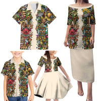 Hawaii And Japan Family Matching Puletasi and Hawaiian Shirt Tiki With Oni Mask - Wonder Print Shop