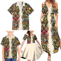 Hawaii And Japan Family Matching Summer Maxi Dress and Hawaiian Shirt Tiki With Oni Mask - Wonder Print Shop