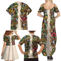 Hawaii And Japan Family Matching Summer Maxi Dress and Hawaiian Shirt Tiki With Oni Mask - Wonder Print Shop