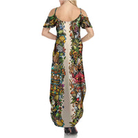 Hawaii And Japan Family Matching Summer Maxi Dress and Hawaiian Shirt Tiki With Oni Mask - Wonder Print Shop
