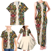 Hawaii And Japan Family Matching Tank Maxi Dress and Hawaiian Shirt Tiki With Oni Mask - Wonder Print Shop