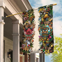 Hawaii And Japan Garden Flag Tiki With Oni Mask - Wonder Print Shop