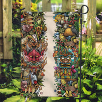 Hawaii And Japan Garden Flag Tiki With Oni Mask - Wonder Print Shop