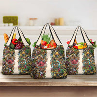 Hawaii And Japan Grocery Bag Tiki With Oni Mask - Wonder Print Shop