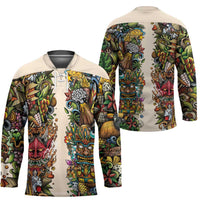 Hawaii And Japan Hockey Jersey Tiki With Oni Mask - Wonder Print Shop