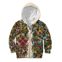 Hawaii And Japan Kid Hoodie Tiki With Oni Mask - Wonder Print Shop