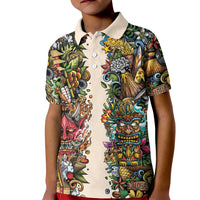 Hawaii And Japan Kid Polo Shirt Tiki With Oni Mask - Wonder Print Shop