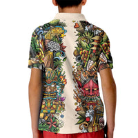 Hawaii And Japan Kid Polo Shirt Tiki With Oni Mask - Wonder Print Shop