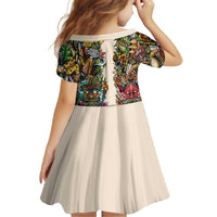 Hawaii And Japan Kid Short Sleeve Dress Tiki With Oni Mask - Wonder Print Shop