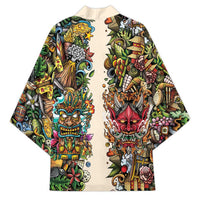 Hawaii And Japan Kimono Tiki With Oni Mask - Wonder Print Shop