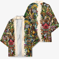 Hawaii And Japan Kimono Tiki With Oni Mask - Wonder Print Shop