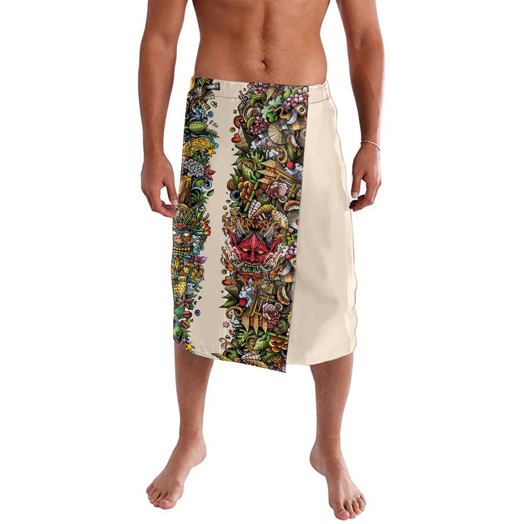 Hawaii And Japan Lavalava Tiki With Oni Mask - Wonder Print Shop