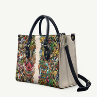 Hawaii And Japan Leather Bag Tiki With Oni Mask - Wonder Print Shop