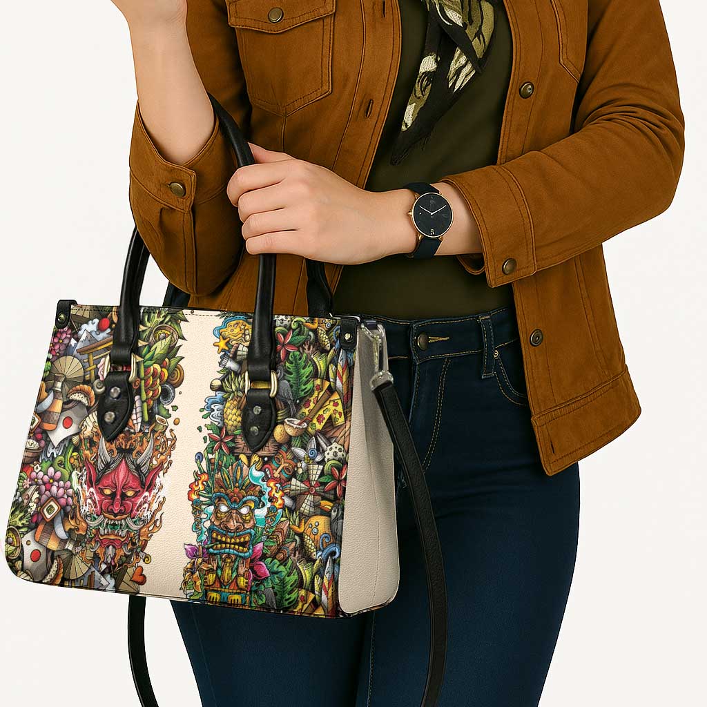 Hawaii And Japan Leather Bag Tiki With Oni Mask - Wonder Print Shop