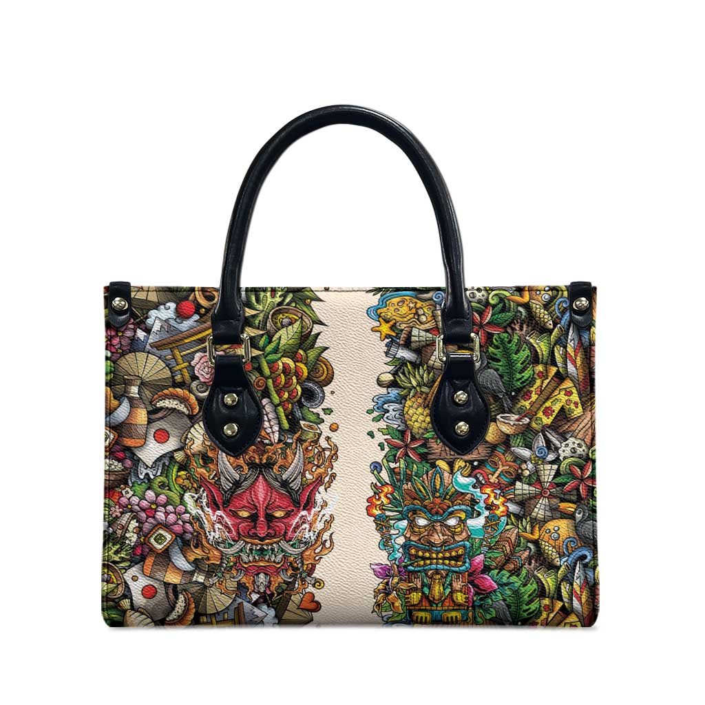Hawaii And Japan Leather Bag Tiki With Oni Mask - Wonder Print Shop