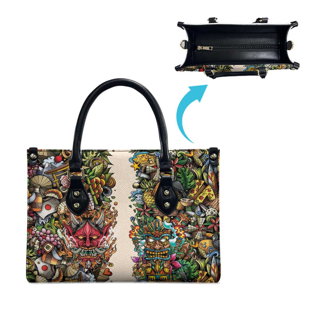 Hawaii And Japan Leather Bag Tiki With Oni Mask - Wonder Print Shop