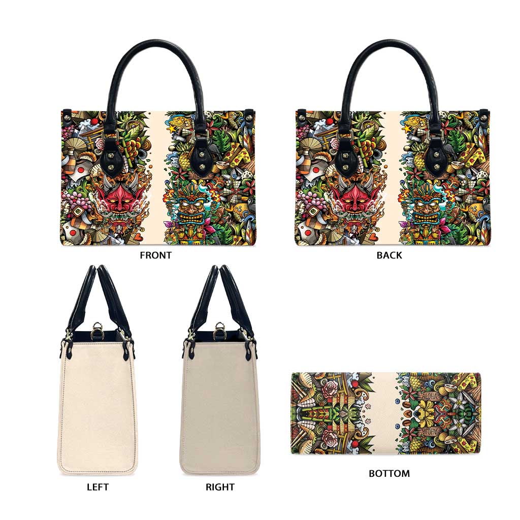 Hawaii And Japan Leather Bag Tiki With Oni Mask - Wonder Print Shop
