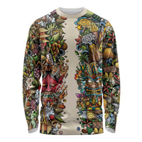 Hawaii And Japan Long Sleeve Shirt Tiki With Oni Mask - Wonder Print Shop