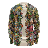Hawaii And Japan Long Sleeve Shirt Tiki With Oni Mask - Wonder Print Shop