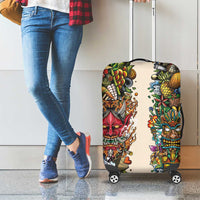 Hawaii And Japan Luggage Cover Tiki With Oni Mask - Wonder Print Shop