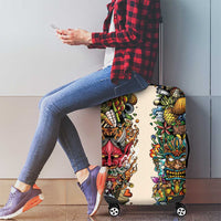 Hawaii And Japan Luggage Cover Tiki With Oni Mask - Wonder Print Shop
