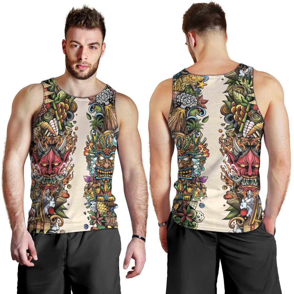 Hawaii And Japan Men Tank Top Tiki With Oni Mask - Wonder Print Shop