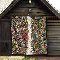 Hawaii And Japan Quilt Tiki With Oni Mask - Wonder Print Shop