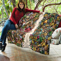 Hawaii And Japan Quilt Tiki With Oni Mask - Wonder Print Shop