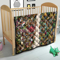 Hawaii And Japan Quilt Tiki With Oni Mask - Wonder Print Shop
