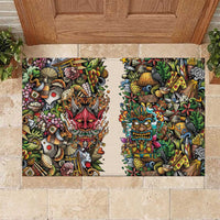 Hawaii And Japan Rubber Doormat Tiki With Oni Mask - Wonder Print Shop