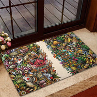 Hawaii And Japan Rubber Doormat Tiki With Oni Mask - Wonder Print Shop