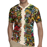 Hawaii And Japan Rugby Jersey Tiki With Oni Mask - Wonder Print Shop