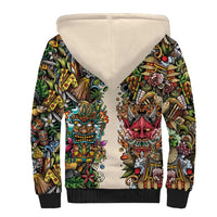Hawaii And Japan Sherpa Hoodie Tiki With Oni Mask - Wonder Print Shop