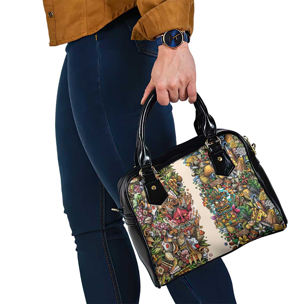 Hawaii And Japan Shoulder Handbag Tiki With Oni Mask - Wonder Print Shop
