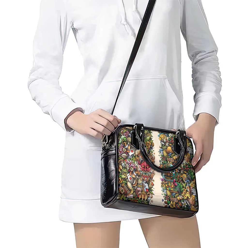 Hawaii And Japan Shoulder Handbag Tiki With Oni Mask - Wonder Print Shop