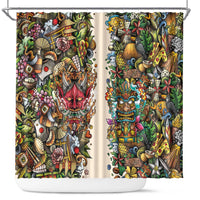 Hawaii And Japan Shower Curtain Tiki With Oni Mask - Wonder Print Shop