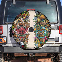 Hawaii And Japan Spare Tire Cover Tiki With Oni Mask - Wonder Print Shop