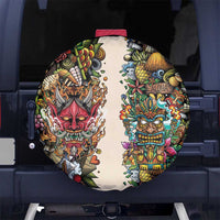 Hawaii And Japan Spare Tire Cover Tiki With Oni Mask - Wonder Print Shop