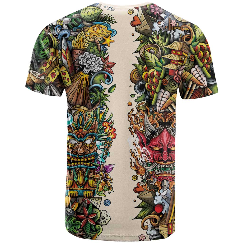 Hawaii And Japan T Shirt Tiki With Oni Mask - Wonder Print Shop