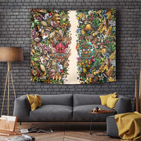 Hawaii And Japan Tapestry Tiki With Oni Mask - Wonder Print Shop